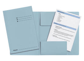 Dossiermap Esselte folio 3 kleppen manilla 275gr blauw