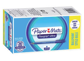 Balpen Paper Mate Flexgrip Ultra medium blauw valuepack 30+6 gratis