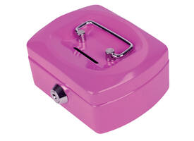 Geldkist Pavo met muntgleuf 125x95x60mm roze