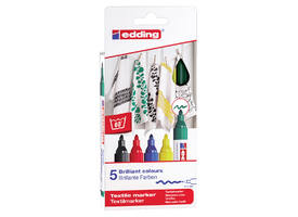 Textielmarker edding 4500 rond 2-3mm basis assorti 5 stuks