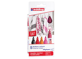 Textielmarker edding 4500 rond 2-3mm warm assorti 5 stuks