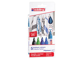 Textielmarker edding 4500 rond 2-3mm koel assorti 5 stuks