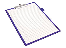 Klembord Quantore A4 staand PVC blauw met 100mm klem + penlus