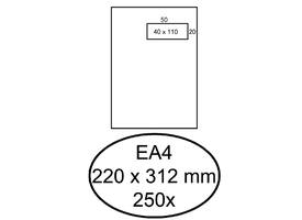 Envelop Hermes akte EA4 220x312mm venster rechts 4x11cm zelfklevend wit doos à 250 stuks