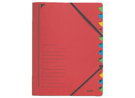 Sorteermap Leitz 12 tabbladen karton rood