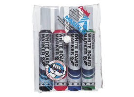Whiteboardmarker Pentel MWL5M Maxiflo rond 3mm assorti set à 4 stuks