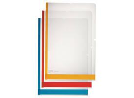 Insteekmap L-model Leitz premium A4 0.15mm PP gekleurde rand transparant 6 stuks
