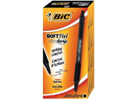 Balpen Bic soft feel grip clic medium zwart