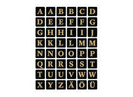 Etiket HERMA 4130 13x13mm letters A-Z zwart op goud