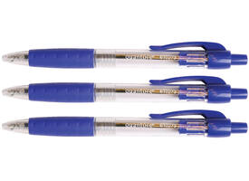 Balpen Quantore Grip drukknop blauw medium