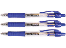 Gelschrijver Quantore grip drukknop 0.7mm blauw