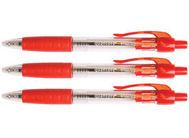 Balpen Quantore Grip drukknop rood medium