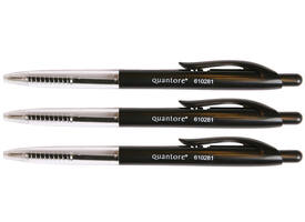 Balpen Quantore drukknop zwart medium