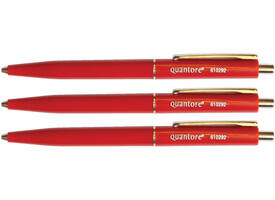 Balpen Quantore drukknop met metalen clip rood medium