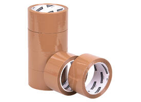 Verpakkingstape Quantore 50mmx60m PP bruin 6 rollen