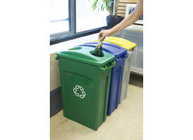 Afvalbak Rubbermaid Slim Jim Vented met luchtsleuven 87 liter grijs