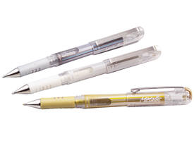 Gelschrijver Pentel K230M medium metallic wit